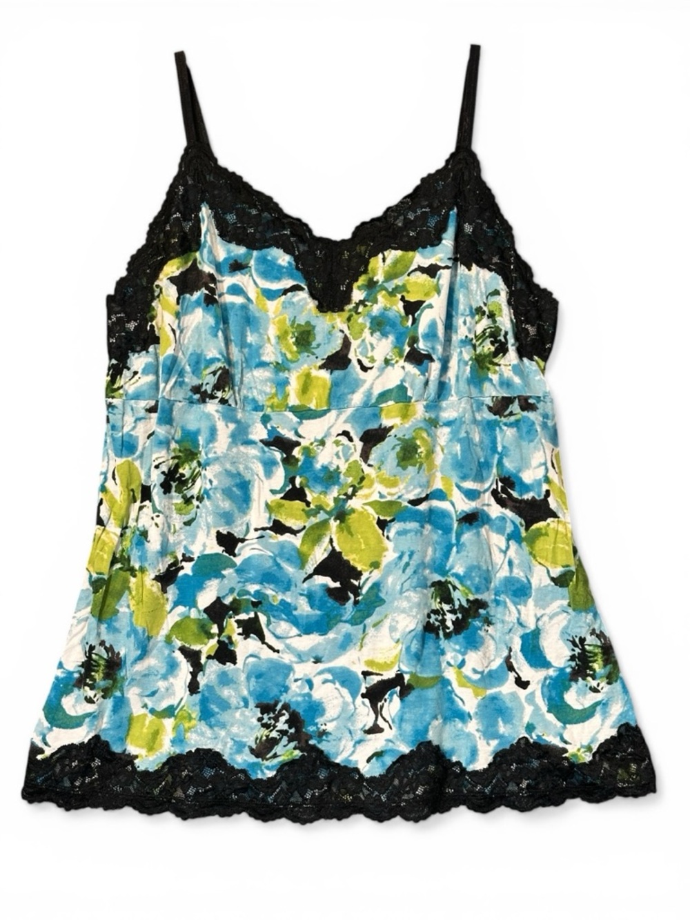 Lane Bryant Plus Sz 18/20 Lace Trim Cami Tank Top Blue Floral Y2K Layering Fairy - Picture 5 of 5